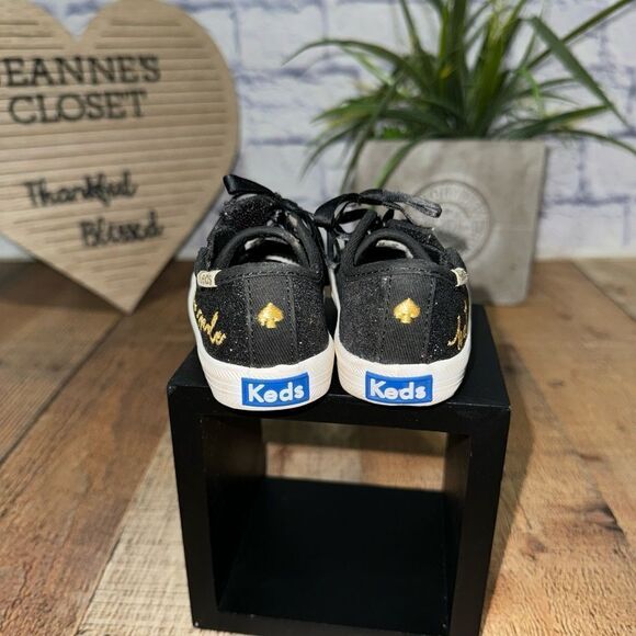 Keds X Kate Spade Kickstart Glitter Sneaker Black Gold size 5M - Picture 6 of 9